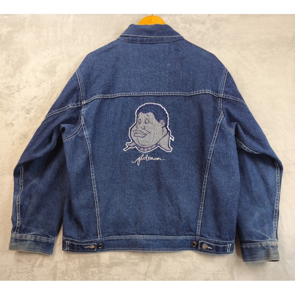 Platinum FUBU Fat Albert Denim Jean Jacket Embroidered Vintage Y2K Mens Medium